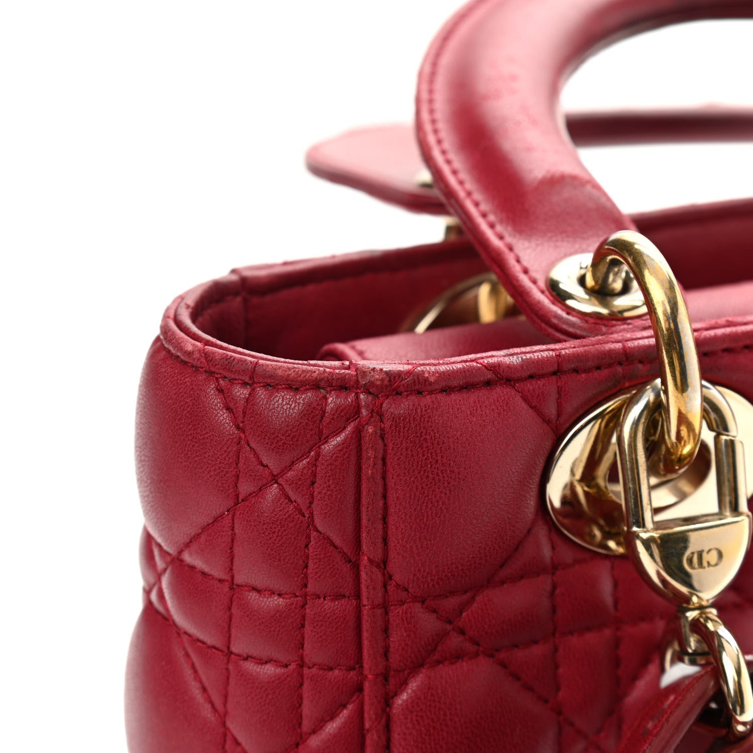 Christian Dior Lambskin Cannage Small Lucky Badges My Lady Dior Red 11 of 21