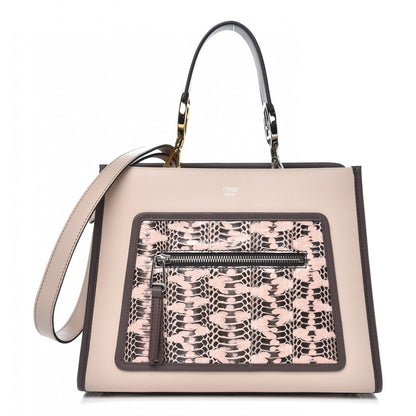 Fendi Vitello Century Mangrove Snakeskin F is Fendi Bi-Color Small Runaway Satchel Soap Moresco Poudre 1 of 8