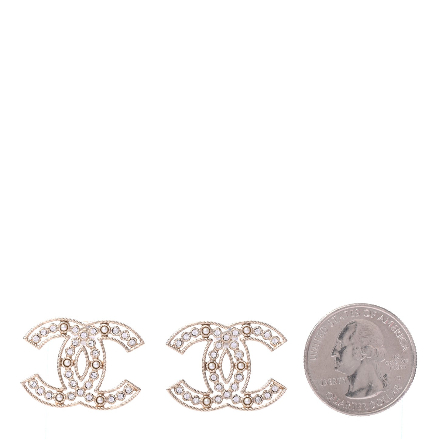 Pearl Crystal Sparkling Pearls CC Earrings Light Gold