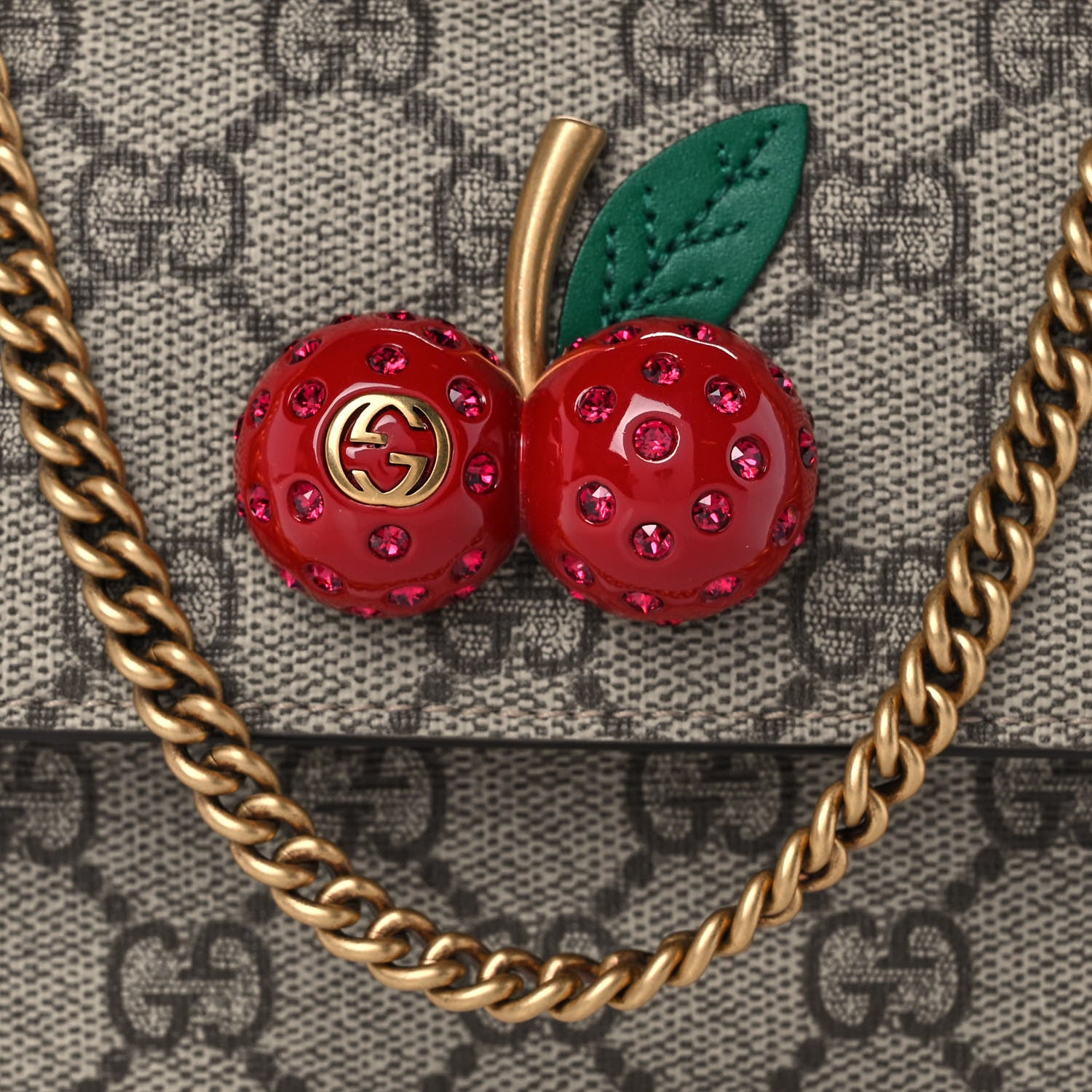 Gucci GG Supreme Monogram Mini Cherry Chain Bag 7 of 12