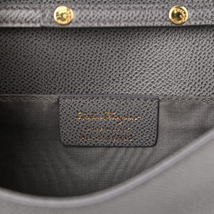 Salvatore Ferragamo Pebbled Calfskin Vara Chain Bag Urban Grey 6 of 8