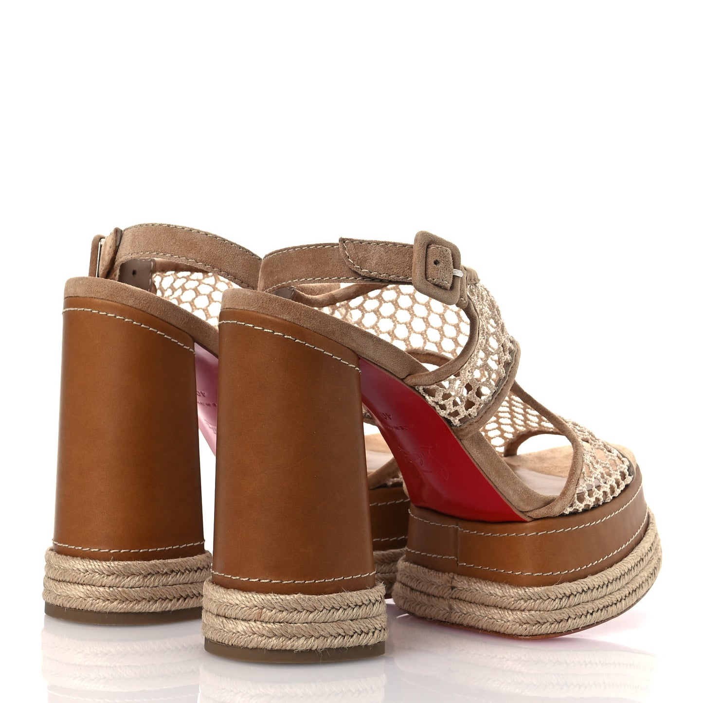 Waxed Calfskin Mesh Almeja 130 Espadrilles Pumps 40 Lionne Terra