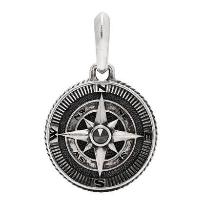David Yurman Sterling Silver Black Diamond Maritime Compass Enhancer Pendant 1 of 4