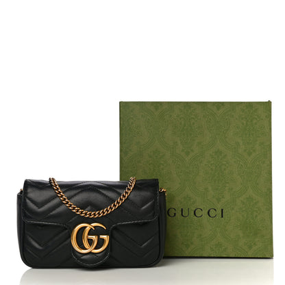 Gucci Calfskin Matelasse Super Mini GG Marmont Shoulder Bag Black 19 of 19