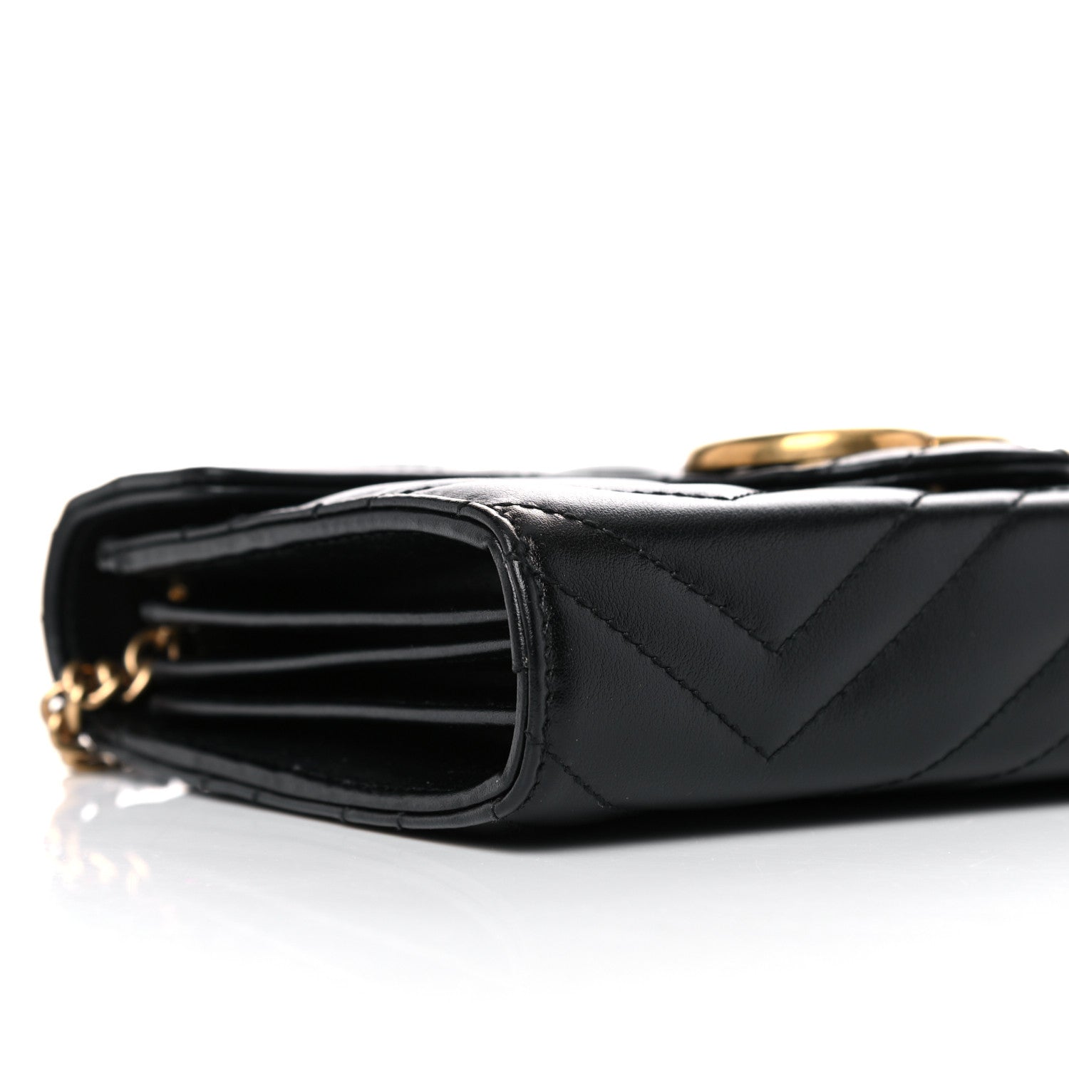 Gucci Calfskin Matelasse GG Marmont Chain Wallet Black 8 of 14