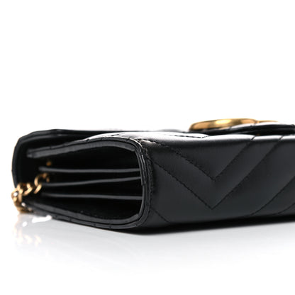 Gucci Calfskin Matelasse GG Marmont Chain Wallet Black 8 of 14