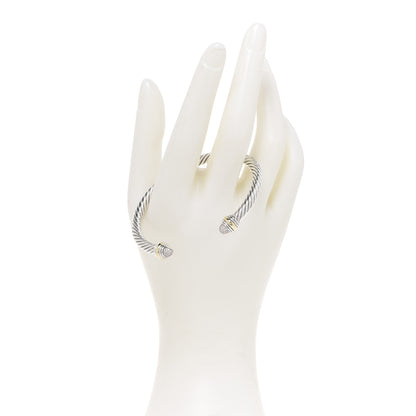 David Yurman Sterling Silver 14K Yellow Gold Diamond 5mm Cable Classics Bracelet 2 of 4