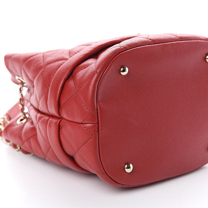 Chanel Caviar Quilted Rolled Up Bucket Drawstring Bag Red 8 of 9