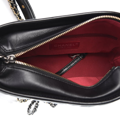 Chanel Aged Calfskin Chevron Quilted Small Gabrielle Hobo Black 5 of 8