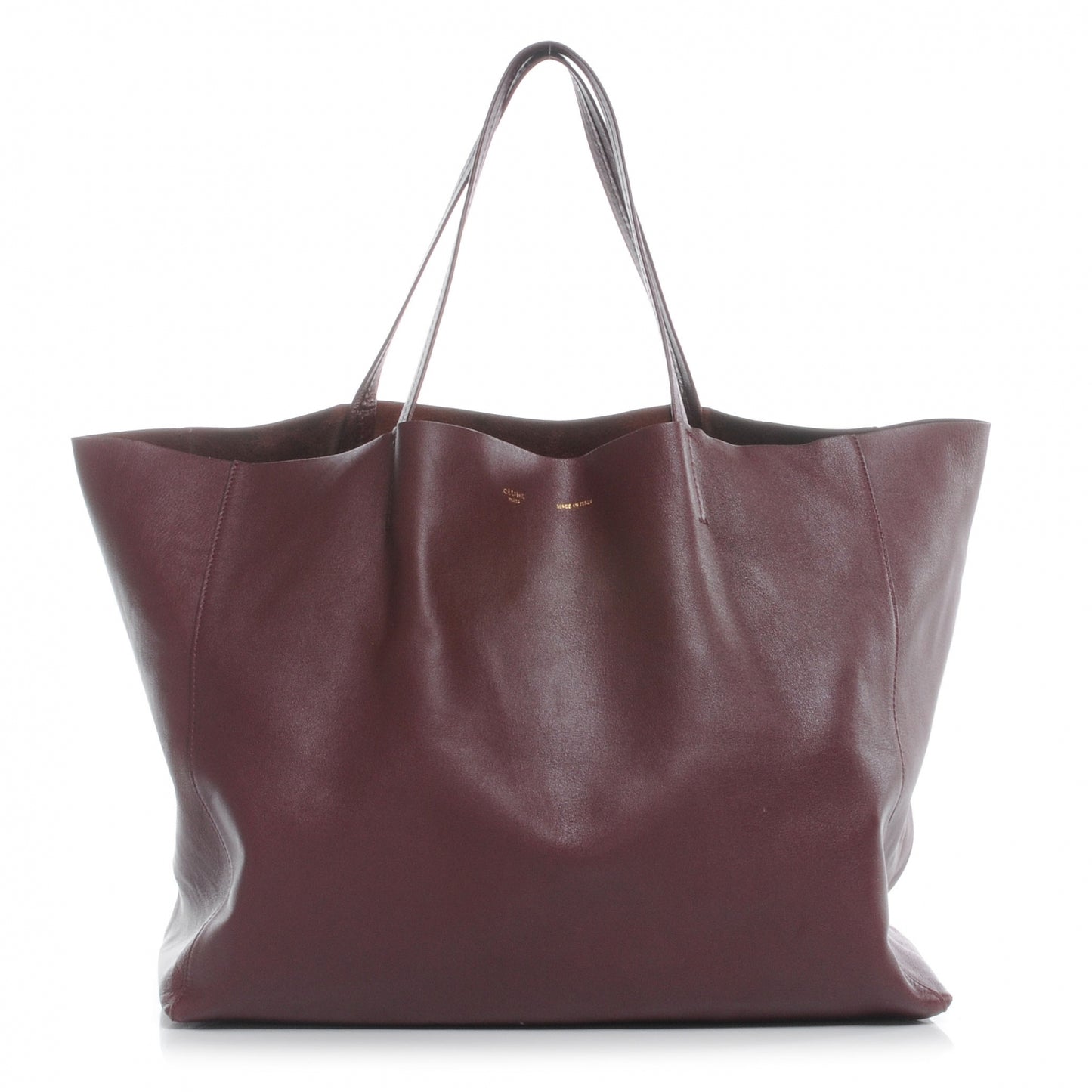 Leather Cabas Horizontal Tote Burgundy