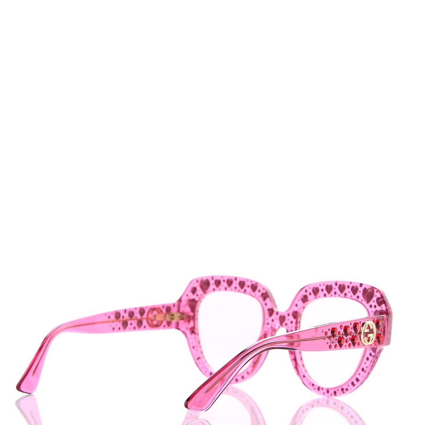 Crystal Heart Sunglasses GG0308S Red Pink