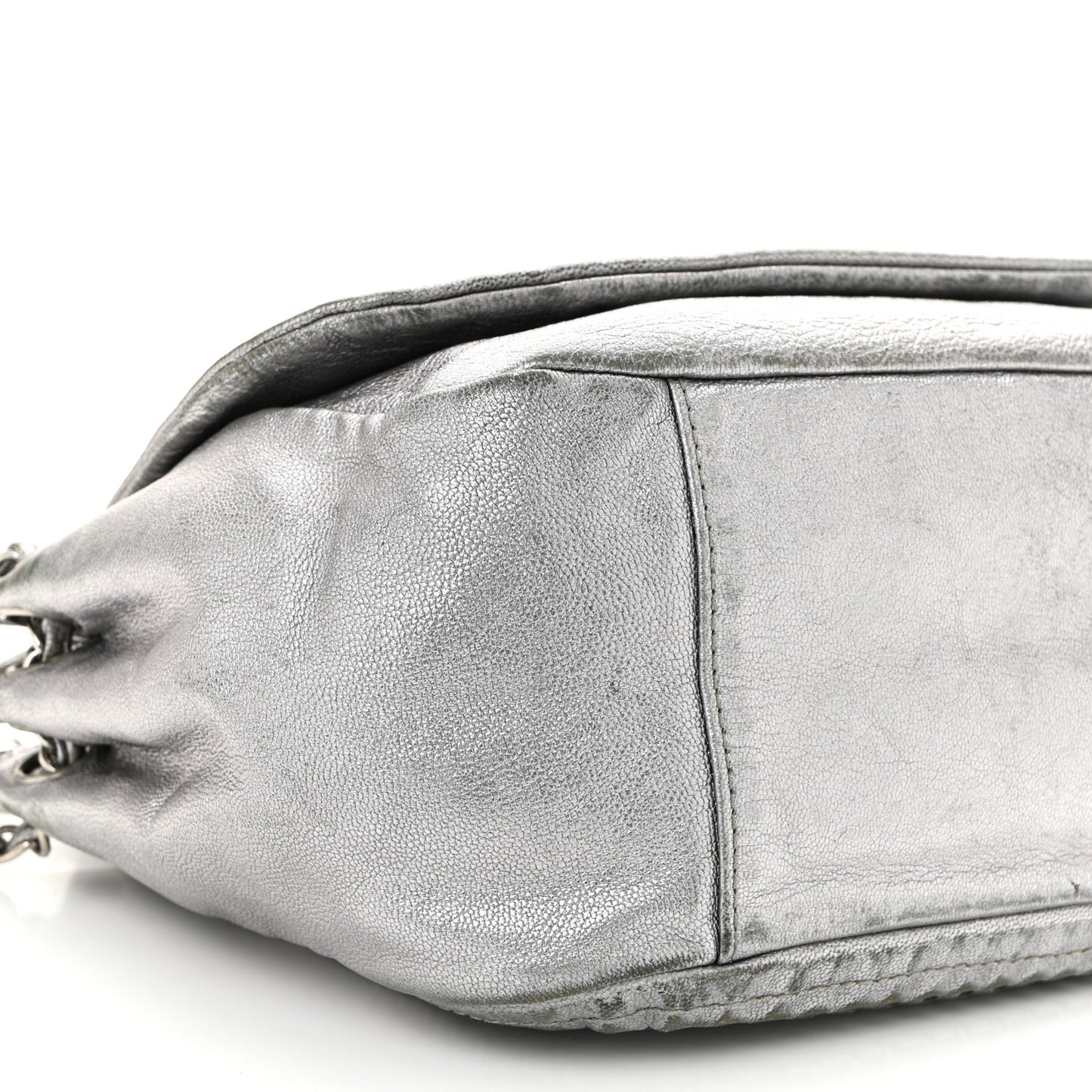 Metallic Deerskin Luxe Ligne Flap  Silver