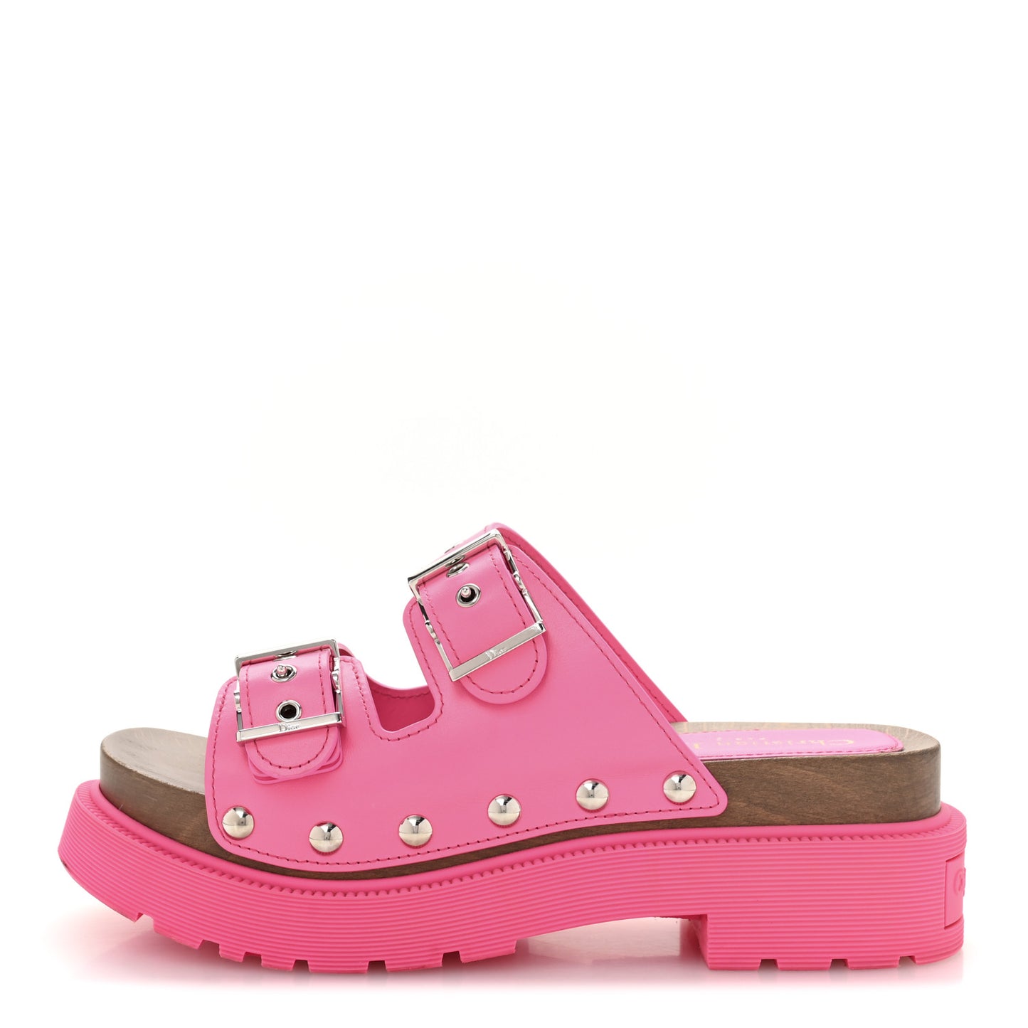 Calfskin Diorquake Buckled Lug Sole 15mm Sandals 37 Fuchsia Flu