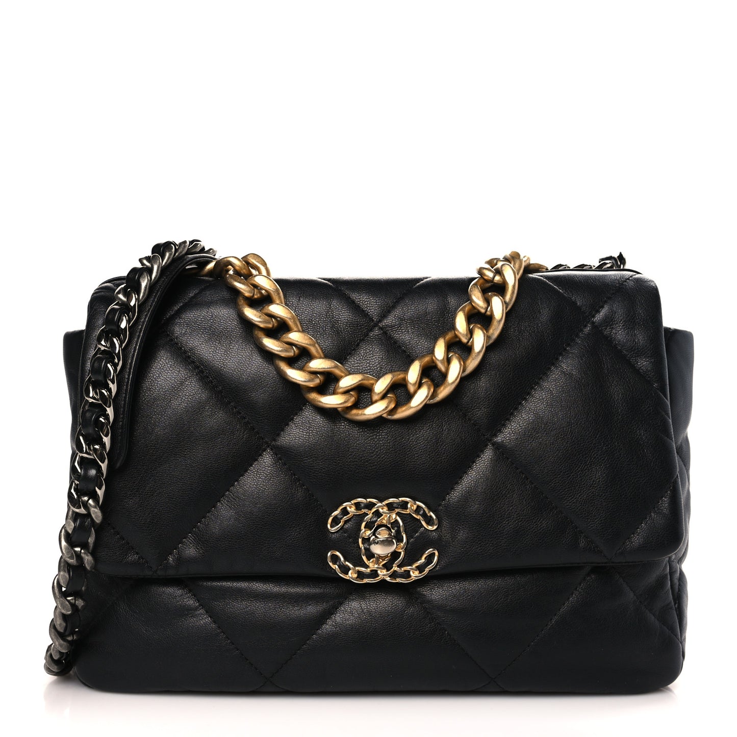 Lambskin Quilted Large Chanel 19 Flap Black