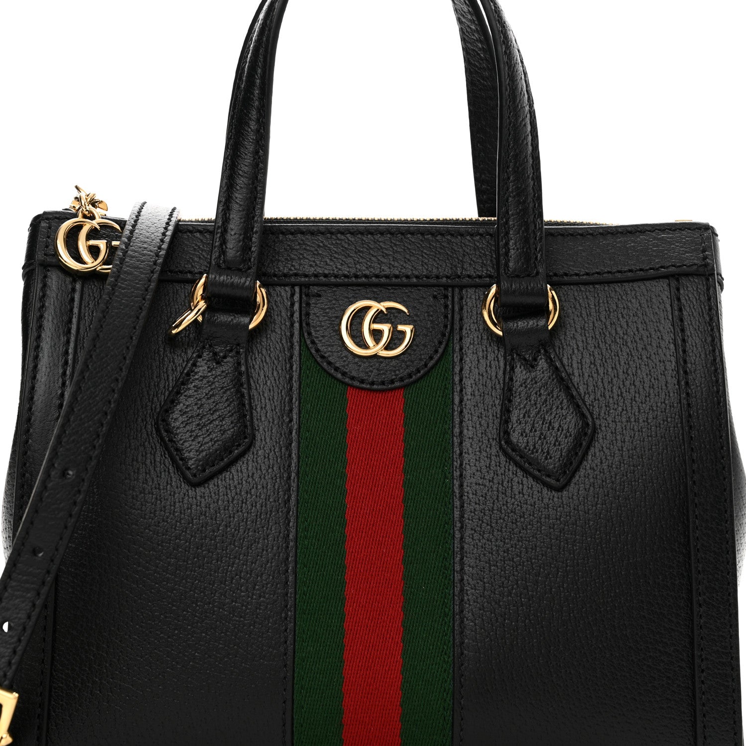 Gucci Textured Calfskin Web Small Ophidia Tote Bag Black 8 of 13