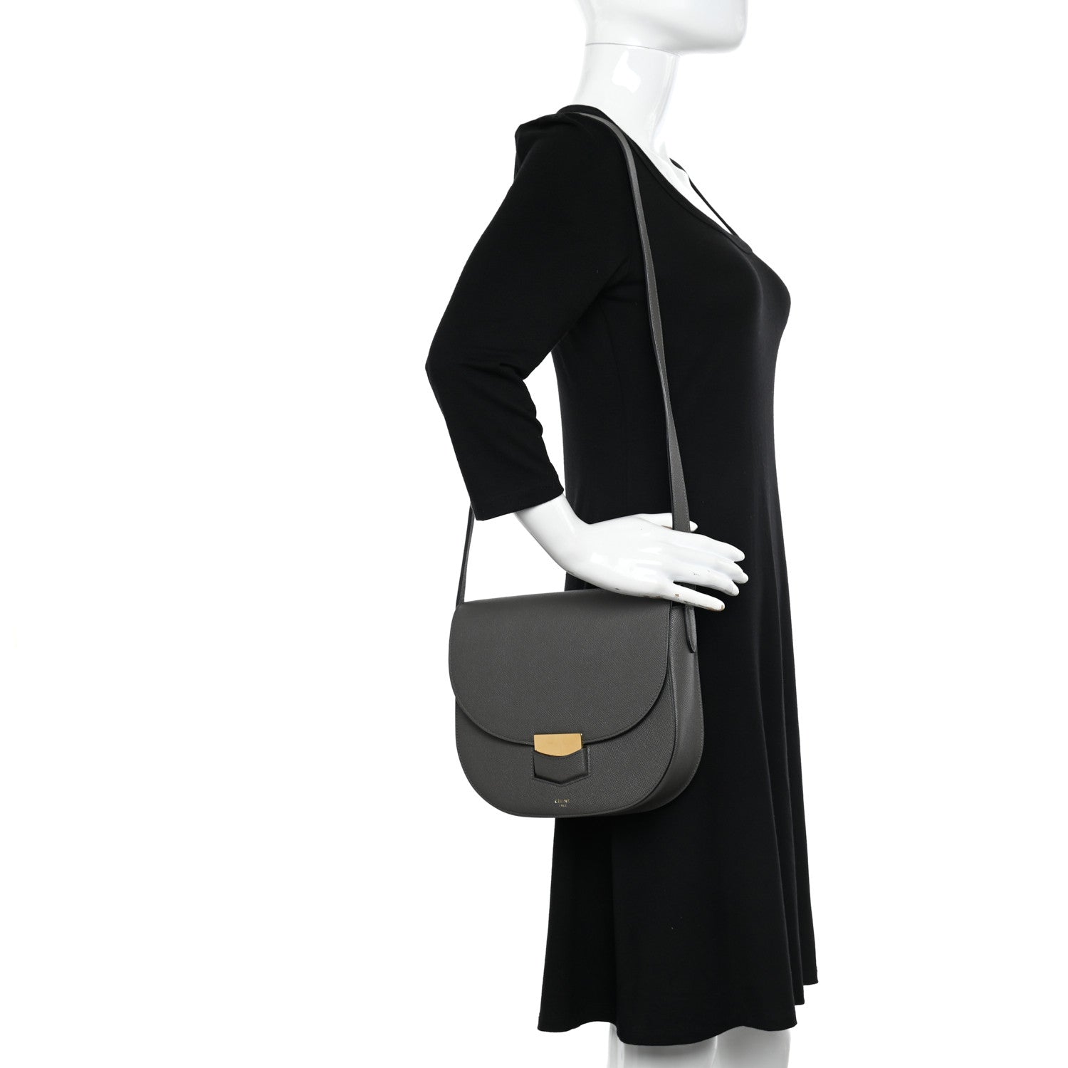 Celine Baby Grained Calfskin Medium Trotteur Grey 2 of 11