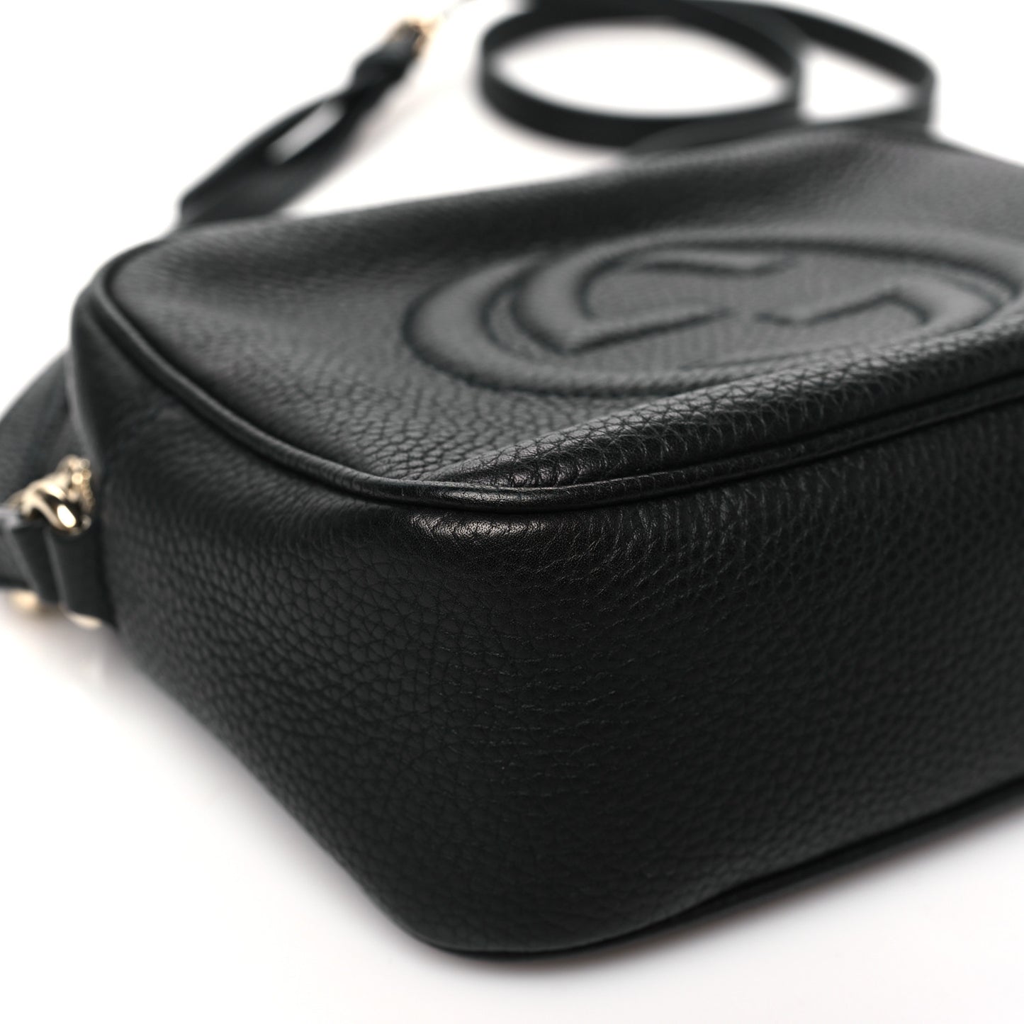 Pebbled Calfskin Small Soho Disco Bag Black