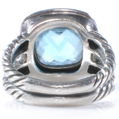 David Yurman Sterling Silver Diamond Blue Topaz 14mm Albion Ring 53 6.5 3 of 5
