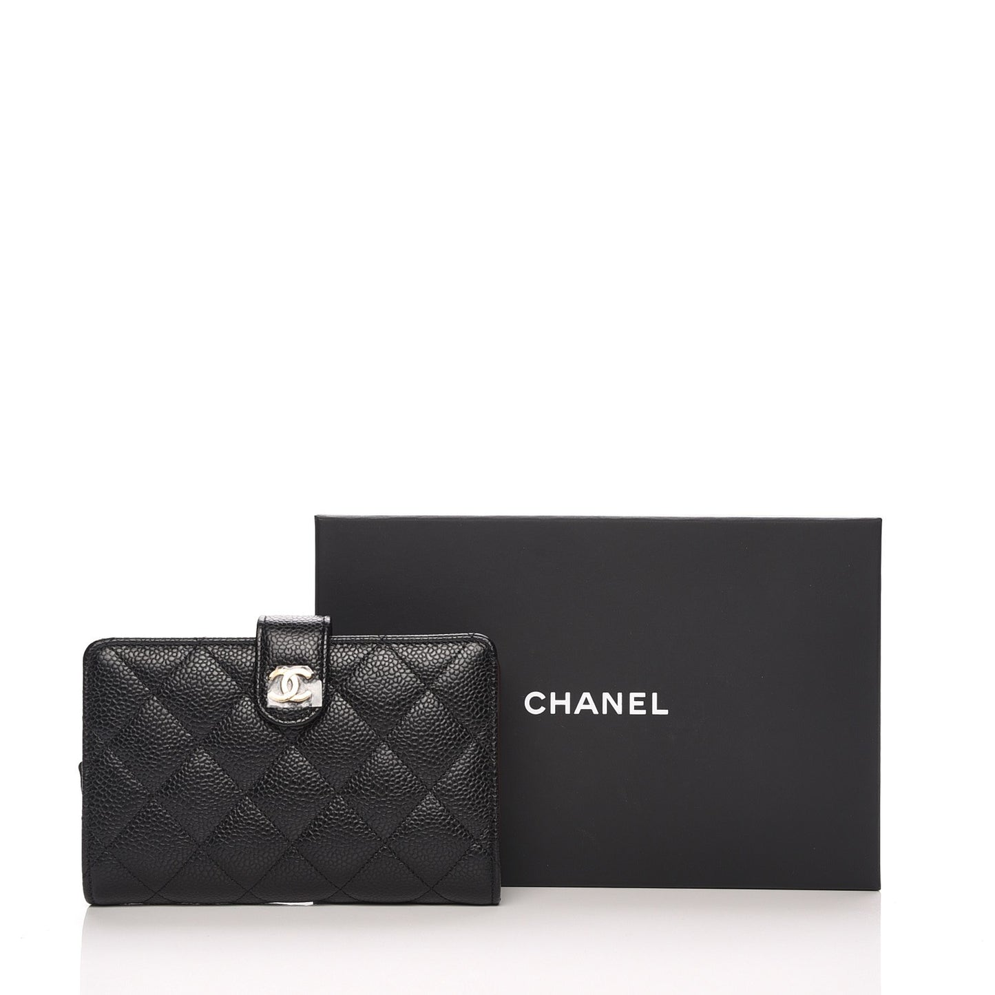 Caviar Quilted Zipped Pocket Wallet Black