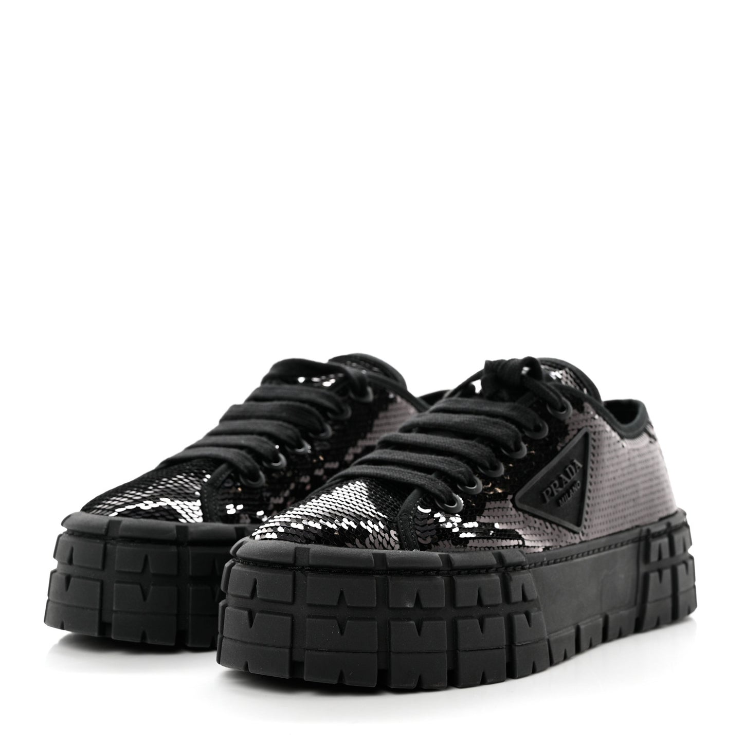 Paillettes Triangle Logo Double Wheel 50mm Sneakers 38 Black