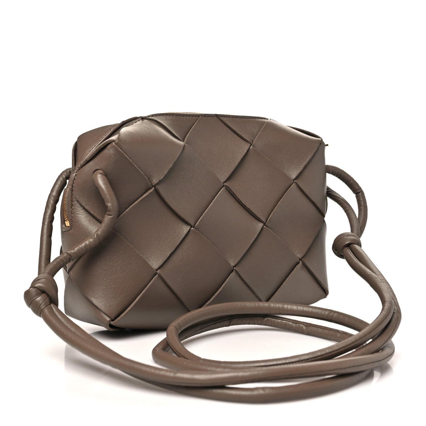 Lambskin Maxi Intrecciato Small Cassette Camera Bag Taupe Grey