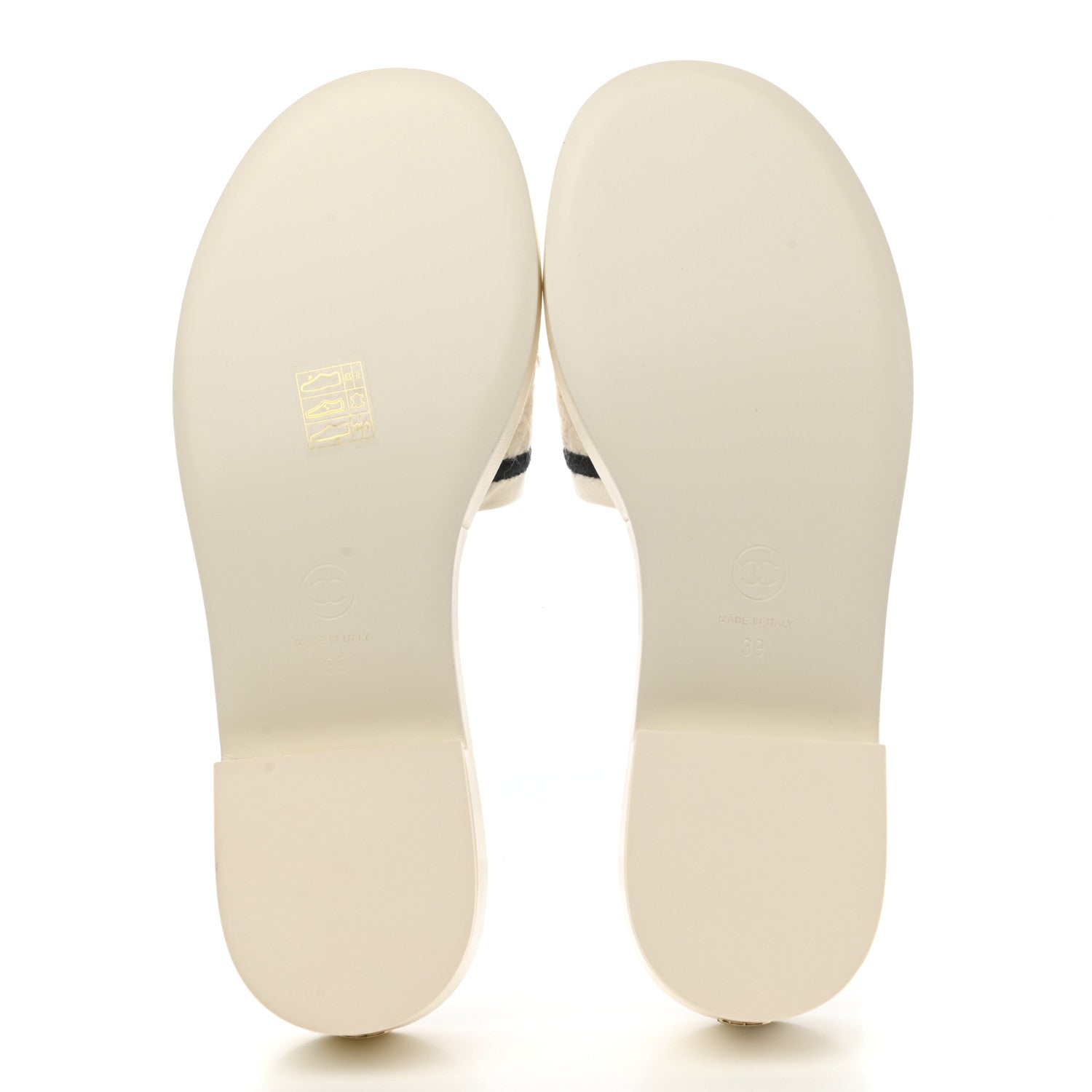 Chanel Lambskin Embroidered CC Mule Sandal 39 Ivory Black 5 of 9