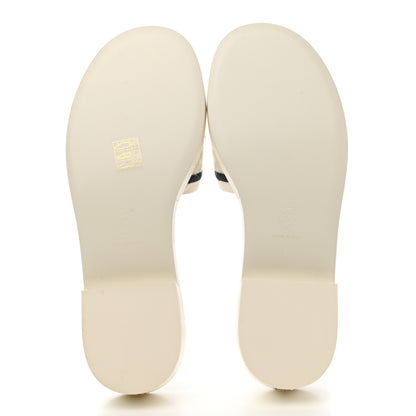 Chanel Lambskin Embroidered CC Mule Sandal 39 Ivory Black 5 of 9