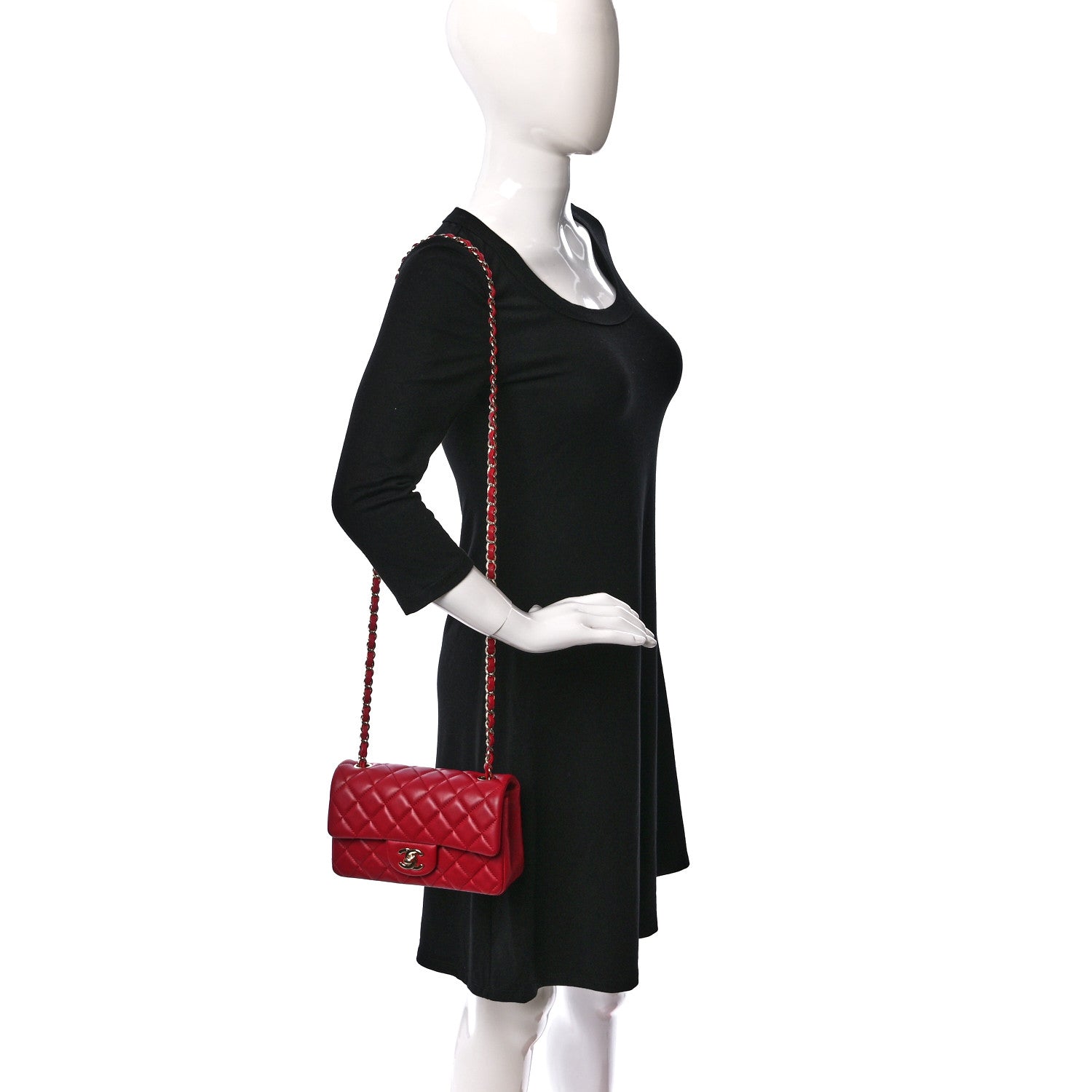 Chanel Lambskin Quilted Mini Rectangular Flap Red 2 of 9