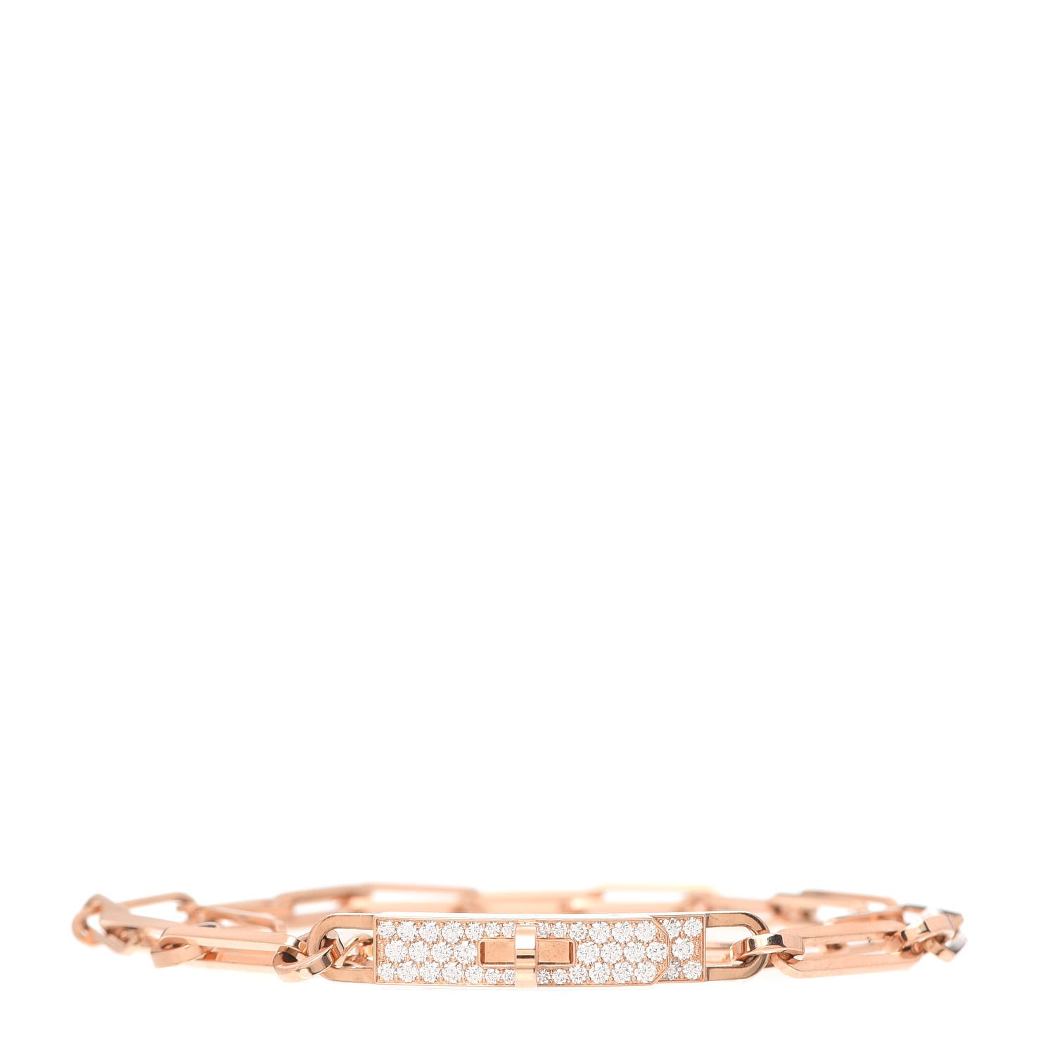 Hermes 18K Rose Gold Diamond Pave Kelly Chaine Choker Necklace 6 of 9