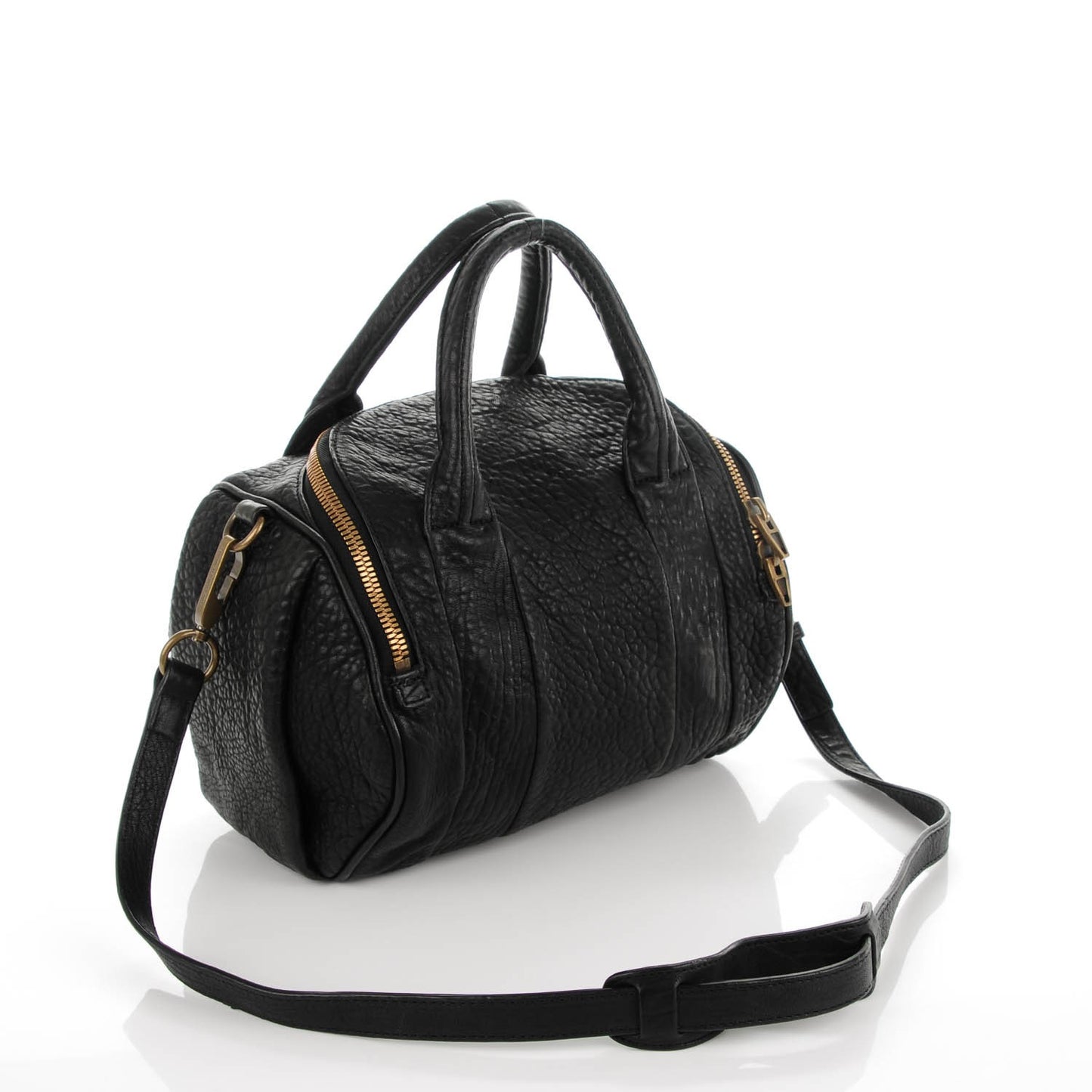 Pebbled Lambskin Rockie Black Antique Brass Hardware