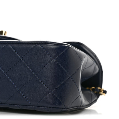 Chanel Lambskin Quilted Mini Top Handle Rectangular Flap Navy Blue 10 of 12