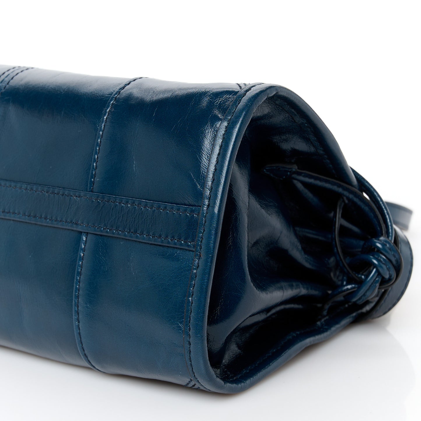 Glossy Calfskin Triangle Small Bonnie Shoulder Bag Denim
