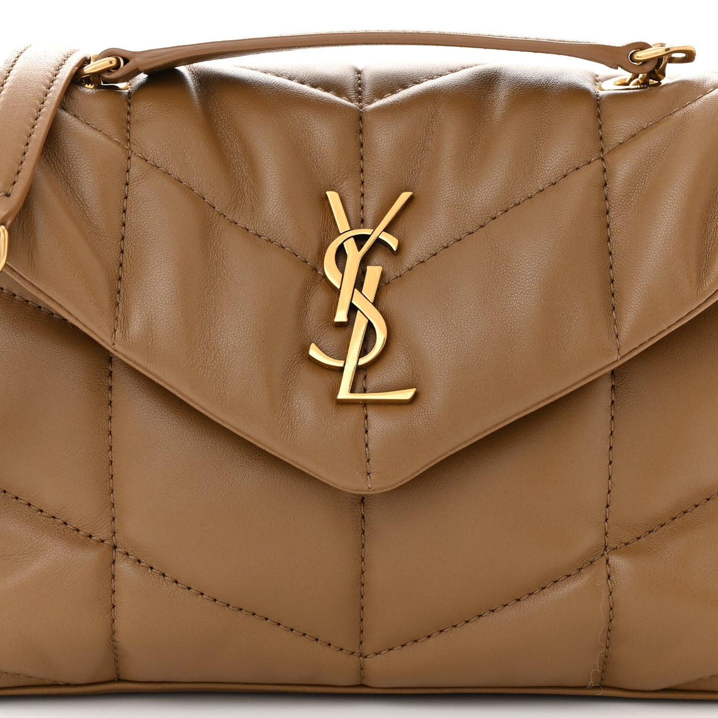 Lambskin Quilted Toy Loulou Puffer Monogram Chain Satchel Dark Cork