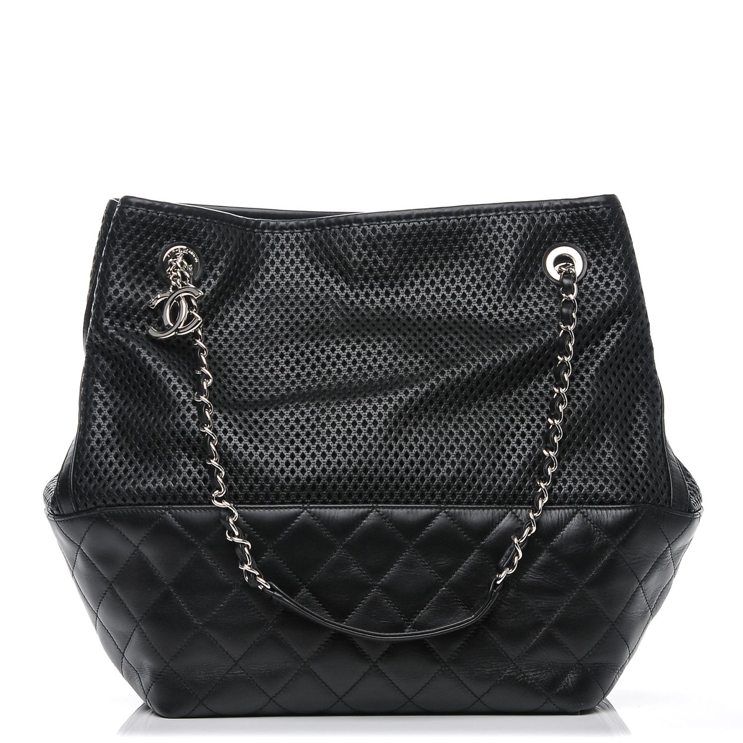 Calfskin Perforated Up In The Air North South Tote Black