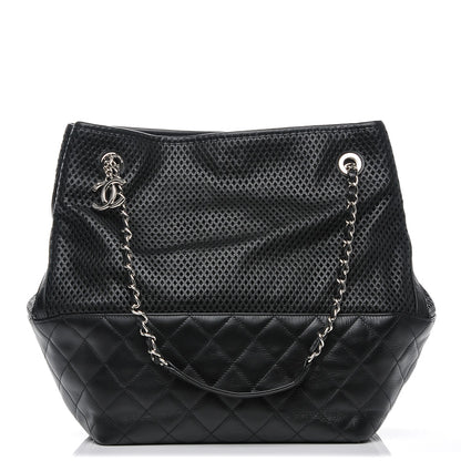 Chanel Calfskin Perforated Up In The Air North South Tote Black 1 of 7