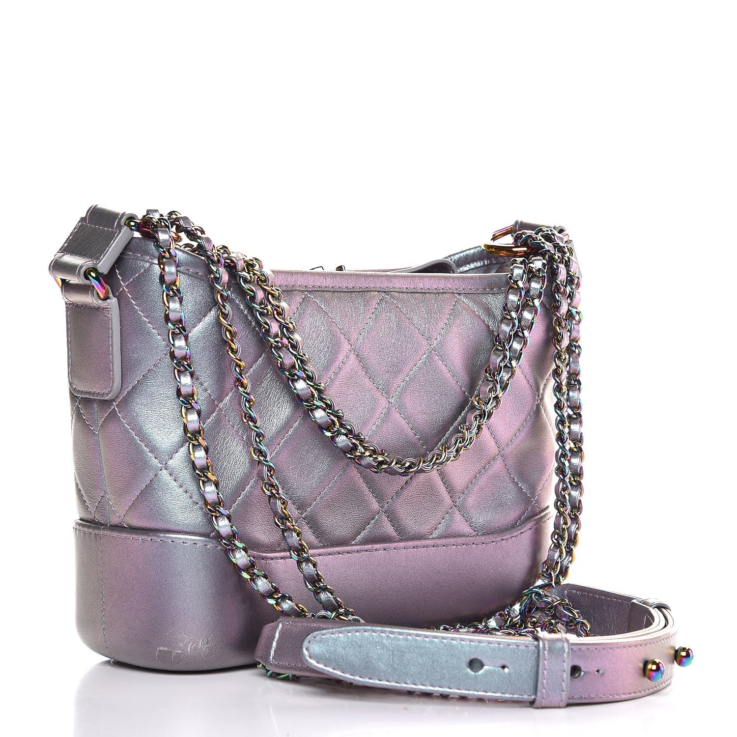 Chanel Iridescent Lambskin Calfskin Quilted Small Gabrielle Hobo Light Purple 4 of 13