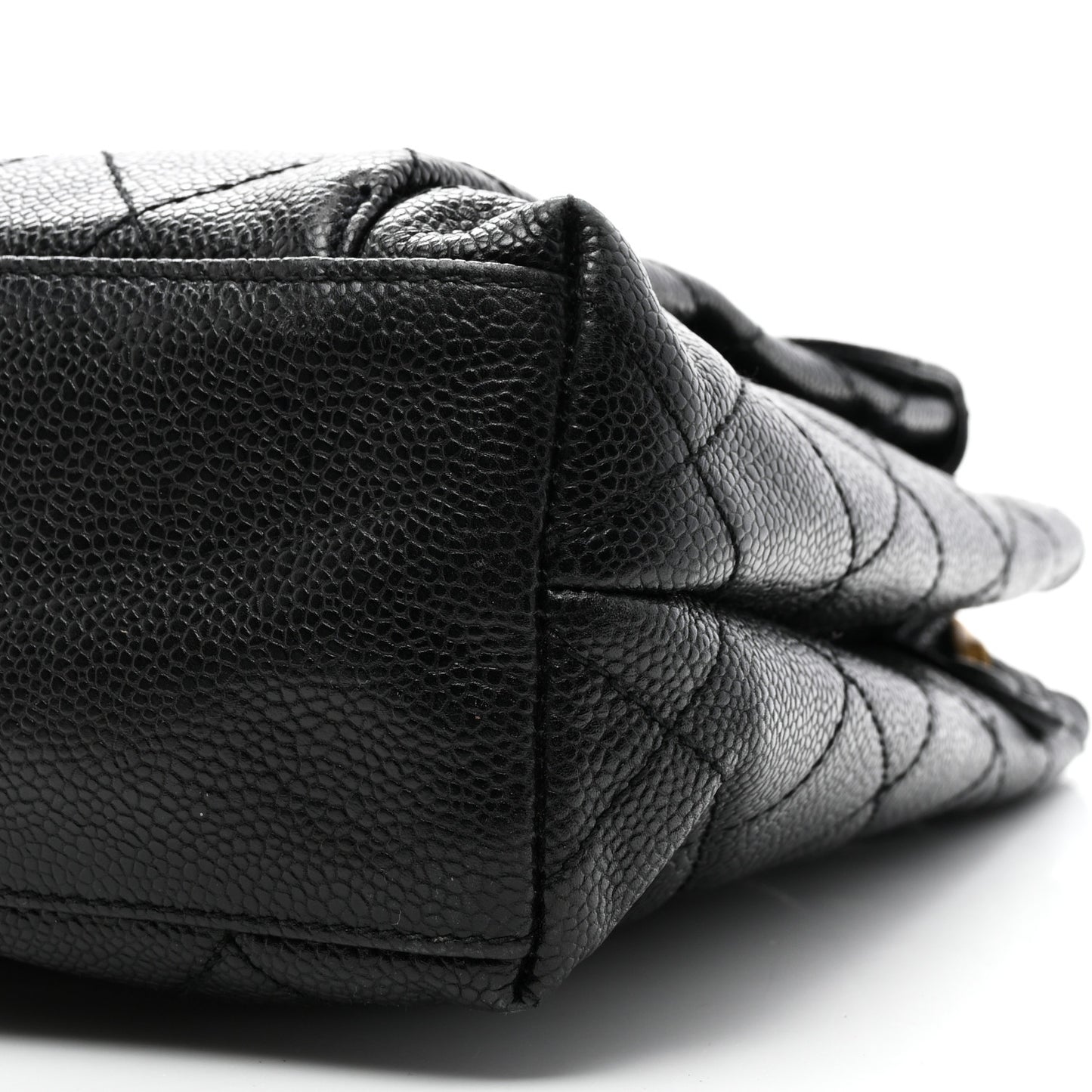 Caviar Quilted Pocket Shopping Tote Black