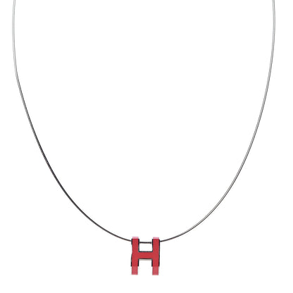 Hermes Lacquered Pop H Pendant Necklace Rouge Corail 1 of 6