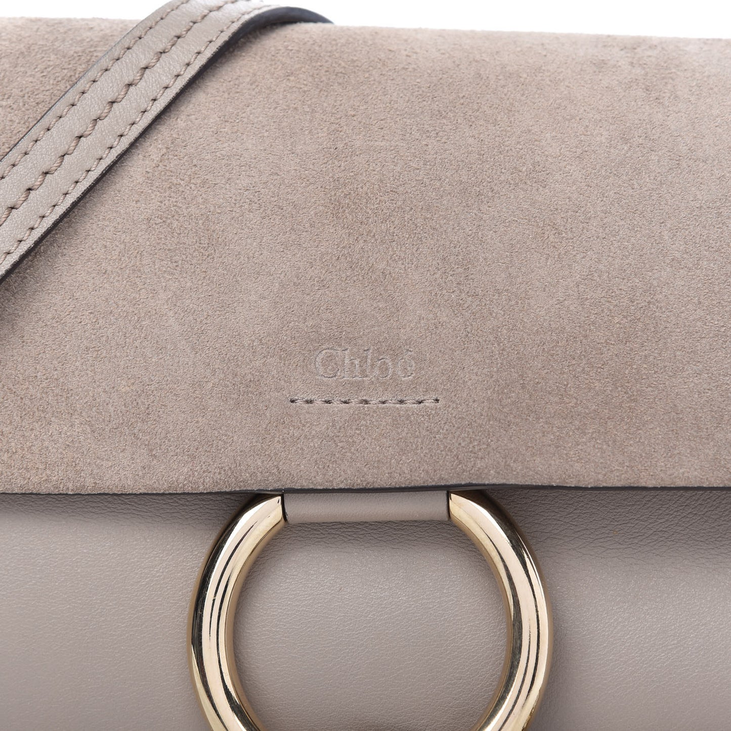 Suede Calfskin Small Faye Shoulder Bag Motty Grey