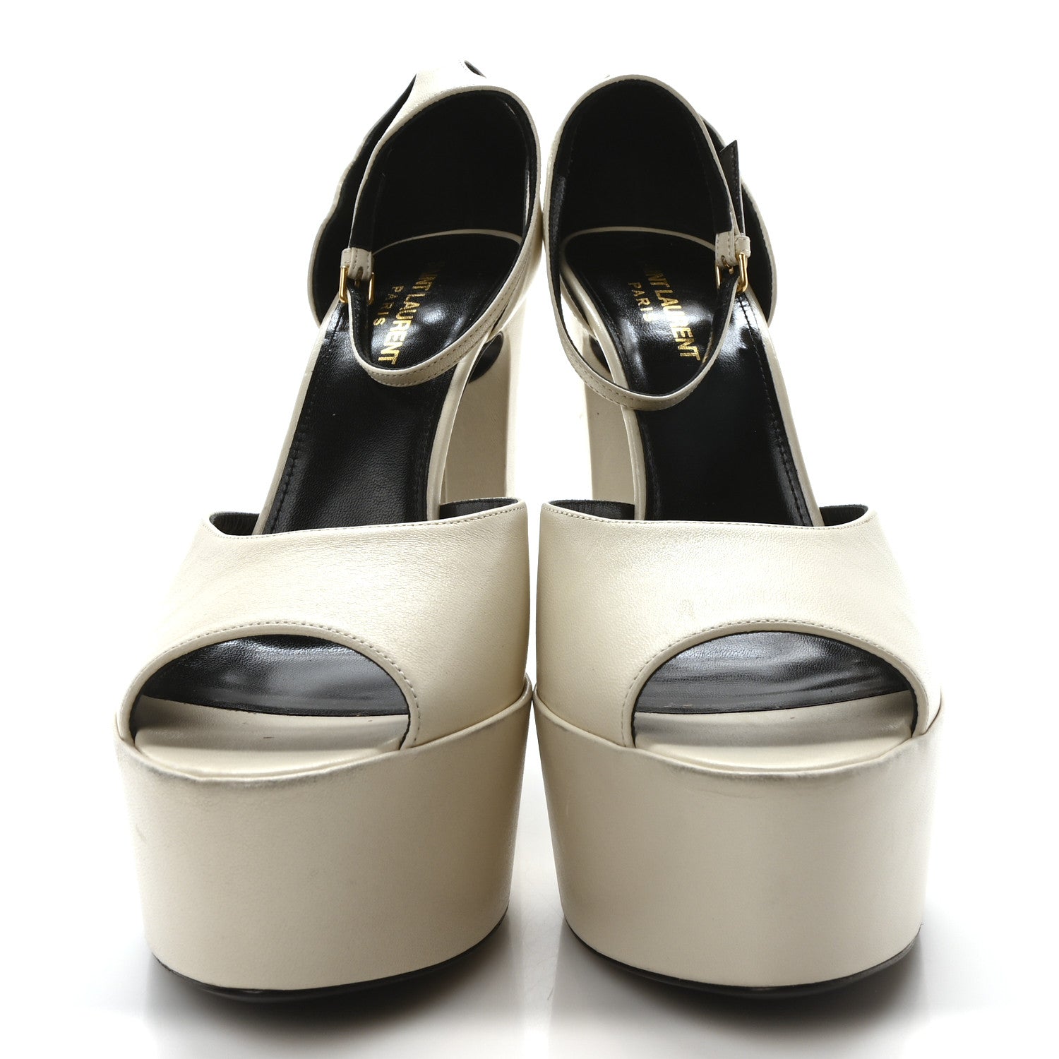 Saint Laurent Goatskin Belfagor Jodie 95 Platform Sandals  41 Pearl 3 of 9