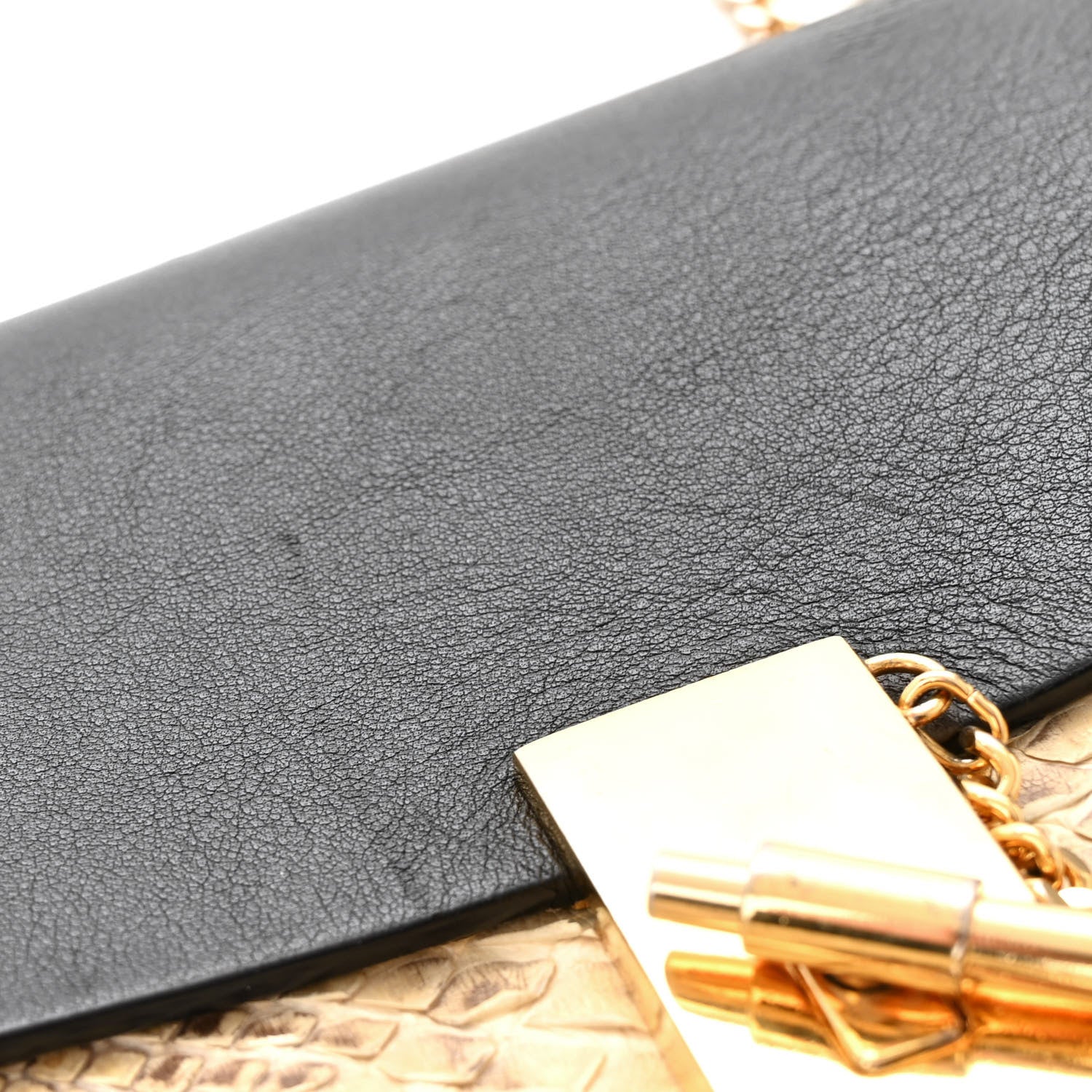 Chloe Snakeskin Smooth Calfskin Drew Shoulder Bag Beige Black 13 of 13