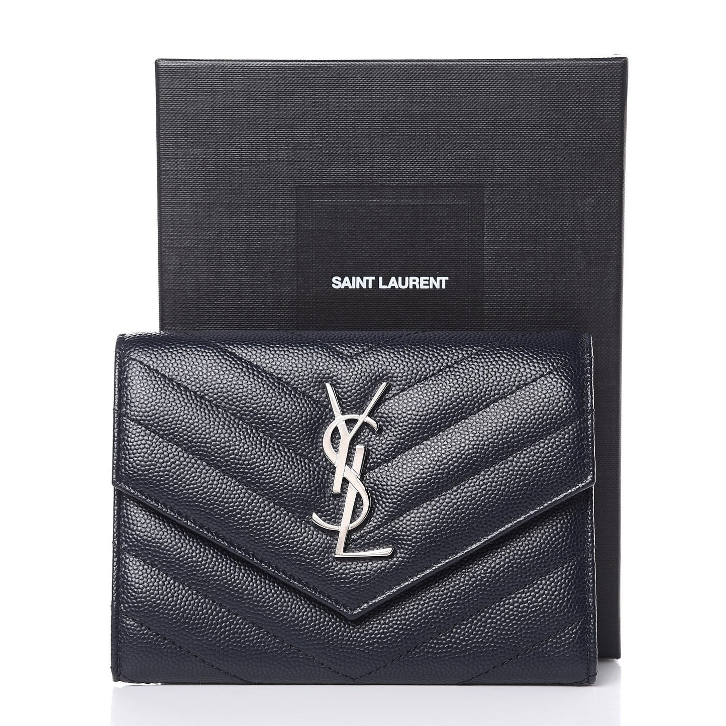 Grain De Poudre Matelasse Chevron Small Monogram Passport Case Deep Marine