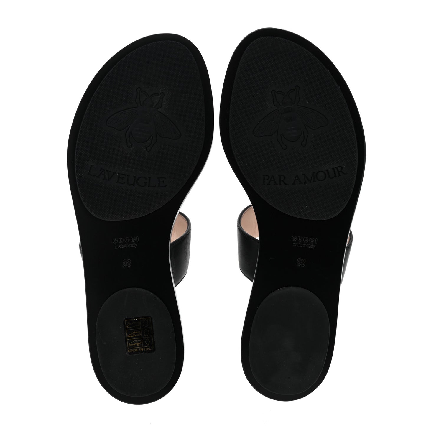 Calfskin GG Marmont Thong Sandals 38 Black