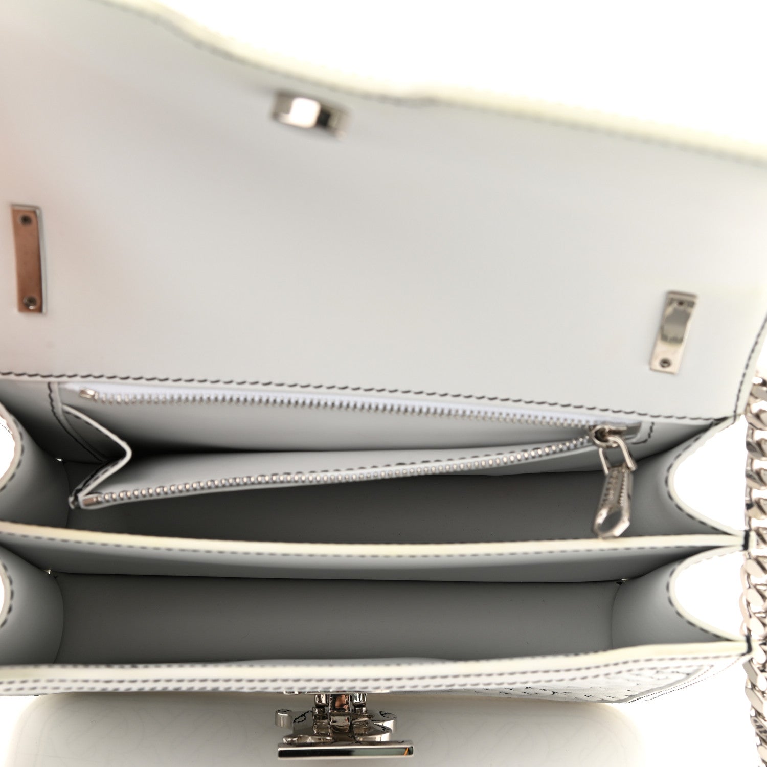 Burberry Calfskin Monogram Embossed Small TB Chain Bag Optic White 5 of 8