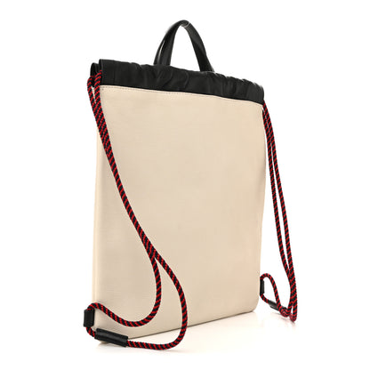 Gucci Calfskin Logo Drawstring Backpack Mystic White 4 of 12
