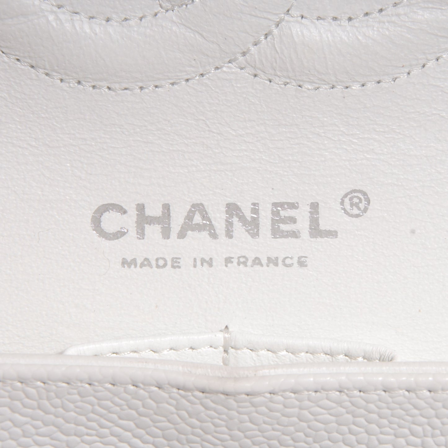 Caviar Quilted Medium Double Flap White