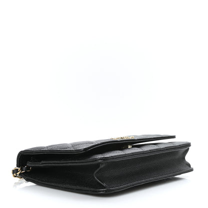 Chanel Caviar Quilted Perforated Metal CC Wallet On Chain WOC Black 3 of 9