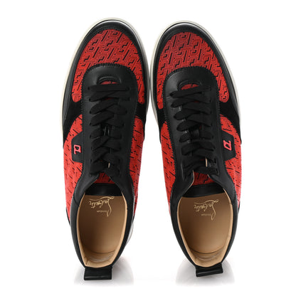 Christian Louboutin Calfskin Printed Mens Happyrui Techno Flat Sneakers 45 Black Smoothie 2 of 8