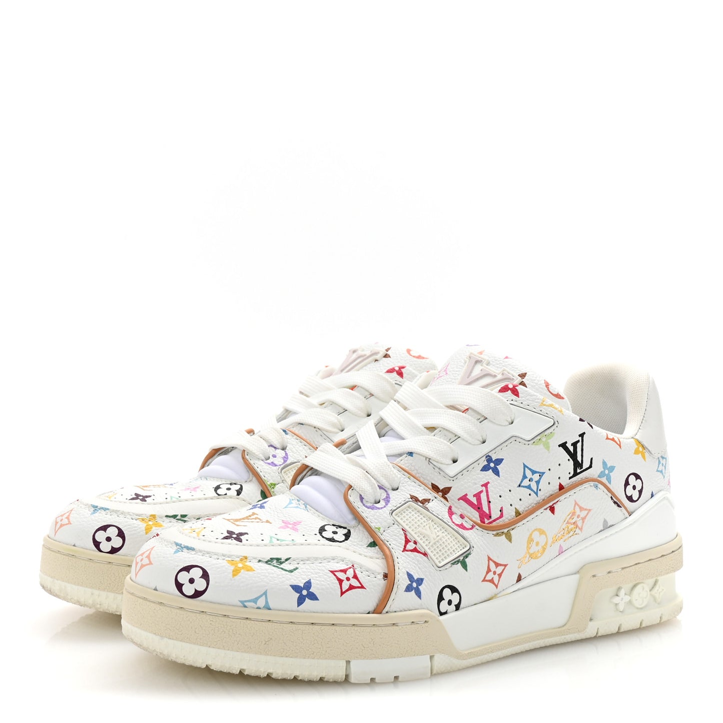 LV X TM Calfskin Monogram Multicolor Womens LV Trainer Sneakers 38 White