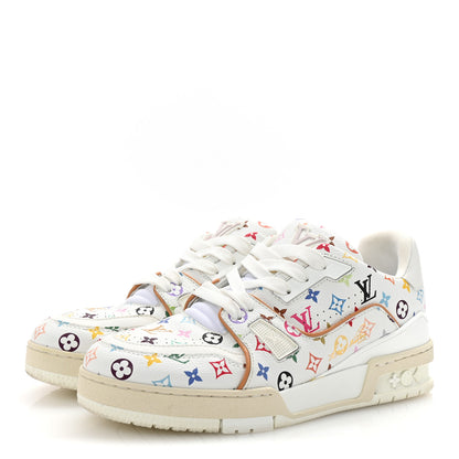 Louis Vuitton LV X TM Calfskin Monogram Multicolor Womens LV Trainer Sneakers 38 White 4 of 9